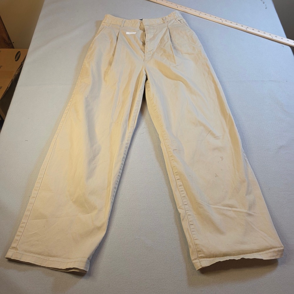BDG Urban Outfitters Tan Pleated Wide Leg Chino Pants Khaki 10 Distressed DIY